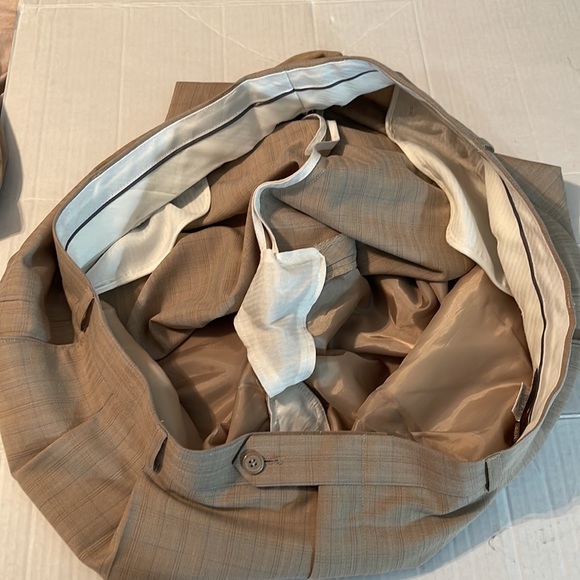 Zandello Tan Blue Stripes Mens Suit Jacket and Pants Tuxedo size 52R and 46R - Picture 15 of 17